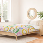 Fun colorful circle cartoon doodle pattern Duvet Cover Gallery Image 2