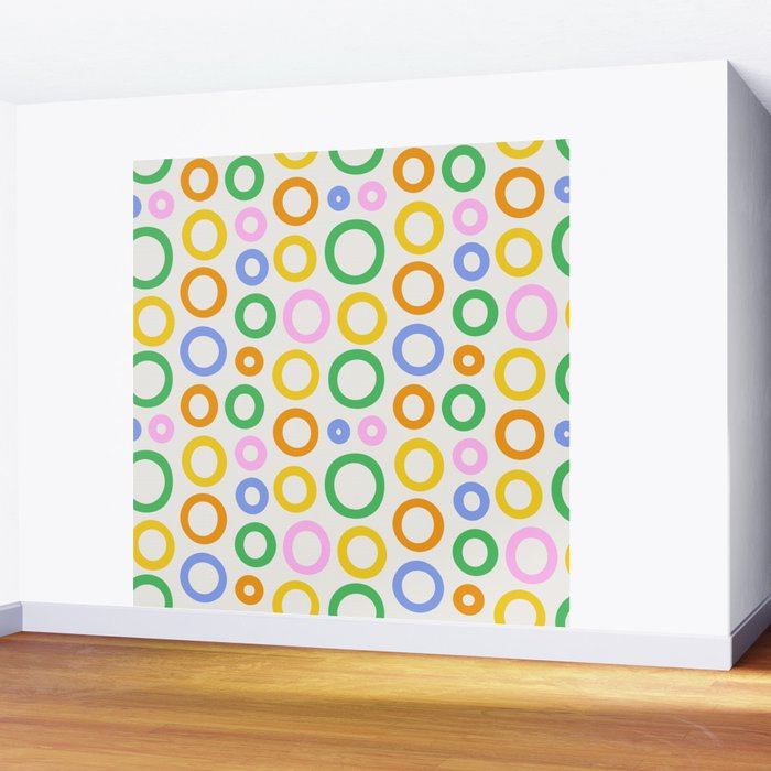 Fun colorful circle cartoon doodle pattern Wall Mural Gallery Image 2