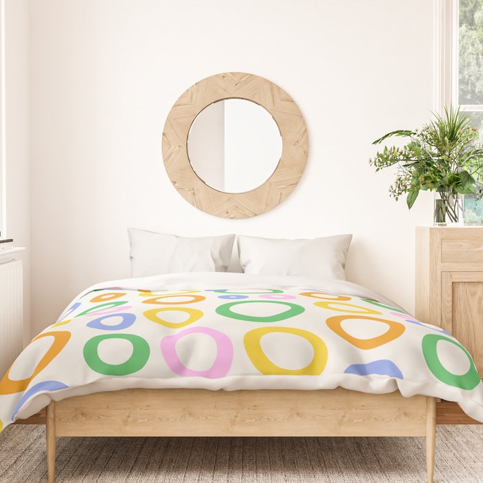 Fun colorful circle cartoon doodle pattern Duvet Cover Gallery Image 3