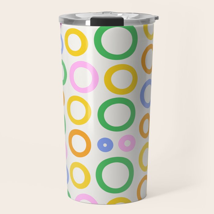 Fun colorful circle cartoon doodle pattern Travel Mug Gallery Image 1