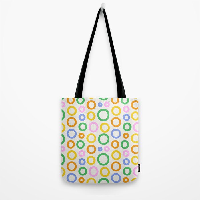 Fun colorful circle cartoon doodle pattern Tote Bag Gallery Image 2