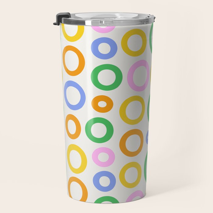 Fun colorful circle cartoon doodle pattern Travel Mug Gallery Image 3