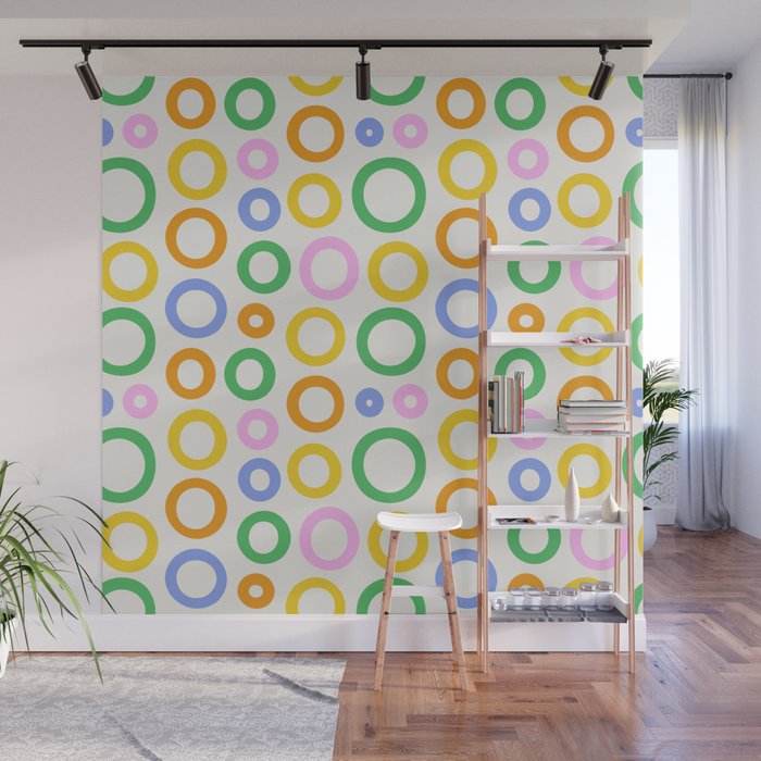 Fun colorful circle cartoon doodle pattern Wall Mural Gallery Image 1