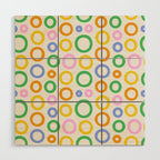Fun colorful circle cartoon doodle pattern Wood Wall Art Gallery Image 1
