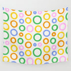 Fun colorful circle cartoon doodle pattern Wall Tapestry Gallery Image 4