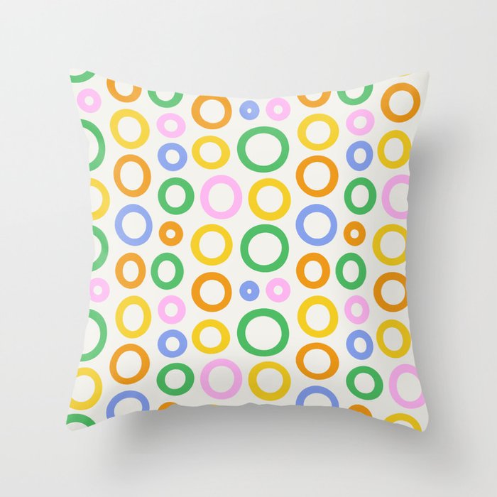 Fun colorful circle cartoon doodle pattern Throw Pillow Gallery Image 6