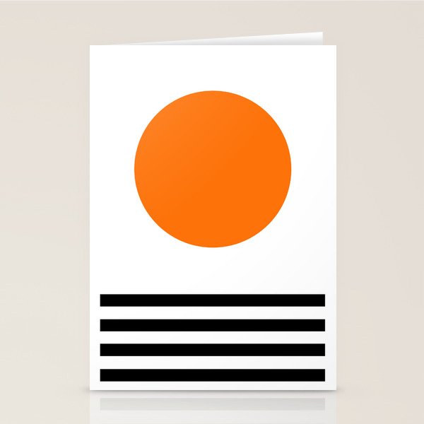 Orange Zen Sunset Minimalist Art Black Stripes Simple Art Stationery Card Gallery Image 2