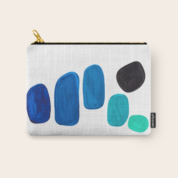 Colorful Mid Century Modern Pop Art Minimalist Style Teal Blue Aquamarine Bubbles White Background Carry All Pouch Gallery Image 1