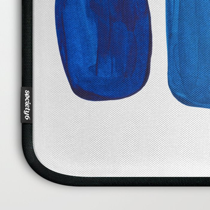 Colorful Mid Century Modern Pop Art Minimalist Style Teal Blue Aquamarine Bubbles White Background Laptop Sleeve Gallery Image 3