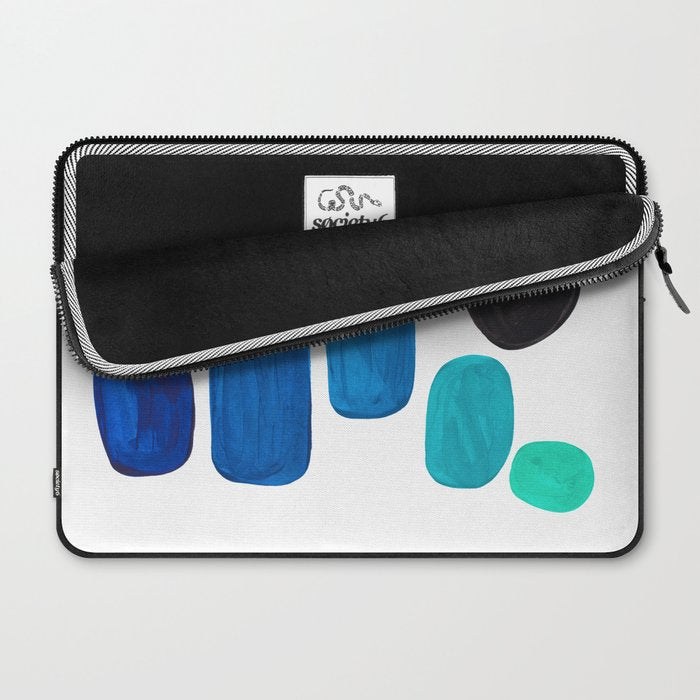 Colorful Mid Century Modern Pop Art Minimalist Style Teal Blue Aquamarine Bubbles White Background Laptop Sleeve Gallery Image 2