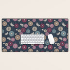 Mums and Vines Floral Burgundy Blues Desk Mat Gallery Image 1