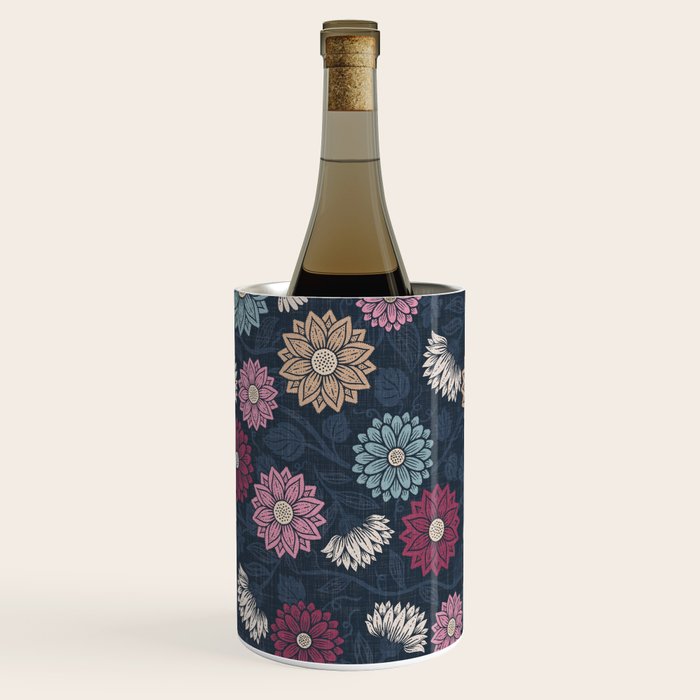 Mums and Vines Floral Burgundy Blues Wine Chiller Gallery Image 3