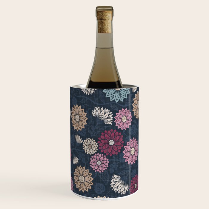 Mums and Vines Floral Burgundy Blues Wine Chiller Gallery Image 1