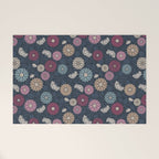 Mums and Vines Floral Burgundy Blues Welcome Mat Gallery Image 1