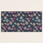 Mums and Vines Floral Burgundy Blues Desk Mat Gallery Image 3