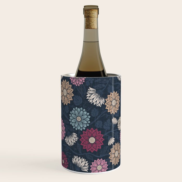 Mums and Vines Floral Burgundy Blues Wine Chiller Gallery Image 2