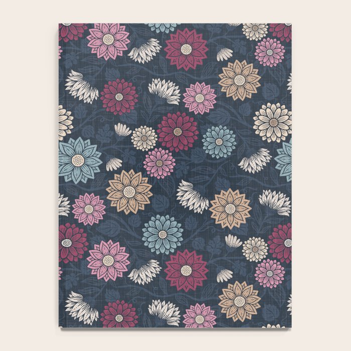 Mums and Vines Floral Burgundy Blues Notebook Gallery Image 4