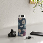 Mums and Vines Floral Burgundy Blues Water Bottle Gallery Image 4