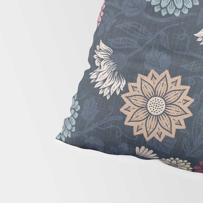 Mums and Vines Floral Burgundy Blues Pillow Sham Gallery Image 4
