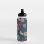 Mums and Vines Floral Burgundy Blues Water Bottle Gallery Image 3