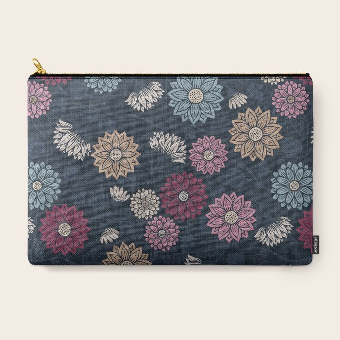 Mums and Vines Floral Burgundy Blues Carry All Pouch Gallery Image 3