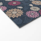 Mums and Vines Floral Burgundy Blues Welcome Mat Gallery Image 2