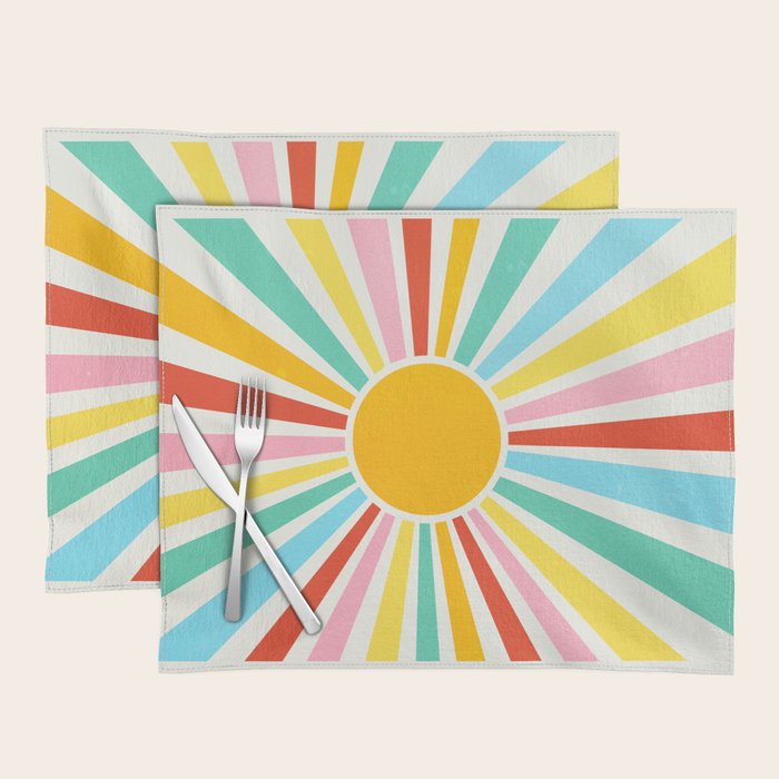 Retro Sunrise 2: 80s Rainbow Edition Placemat Gallery Image 1