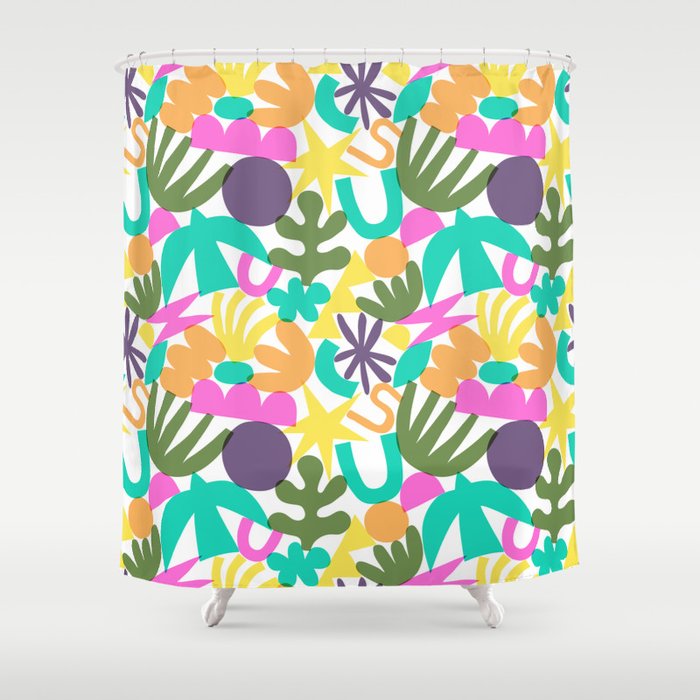 Colorful abstract organic nature shape art pattern Shower Curtain Gallery Image 1
