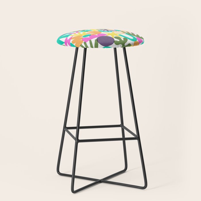Colorful abstract organic nature shape art pattern Stool Gallery Image 1