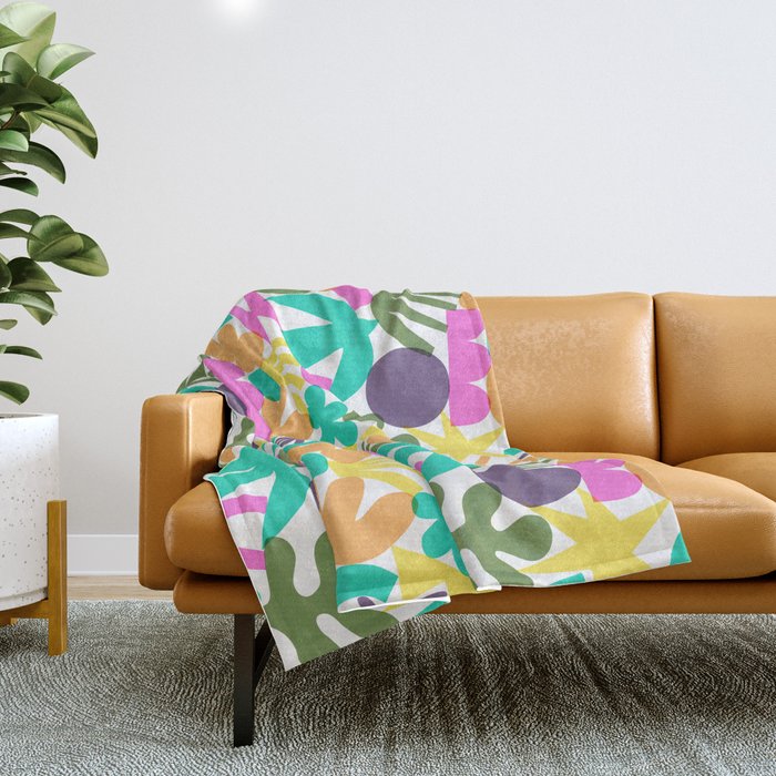 Colorful abstract organic nature shape art pattern Throw Blanket Gallery Image 1