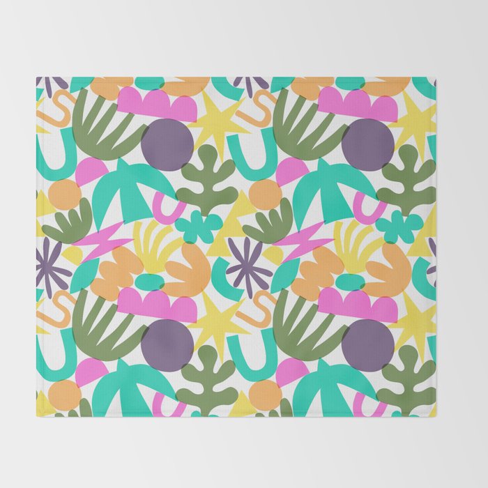 Colorful abstract organic nature shape art pattern Throw Blanket Gallery Image 2
