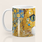 Blue and Gold Klimt Cat with Geometric Patterns Coffee Mug Gallery Image 3
