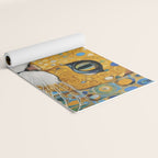 Blue and Gold Klimt Cat with Geometric Patterns Yoga Mat Gallery Image 2