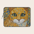 Blue and Gold Klimt Cat with Geometric Patterns Laptop Sleeve Gallery Image 1