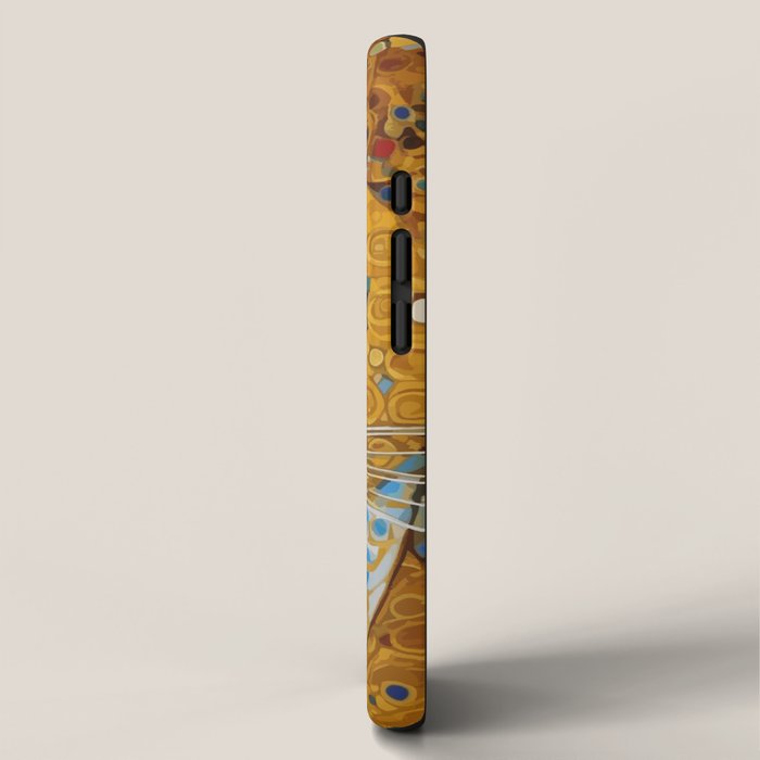 Blue and Gold Klimt Cat with Geometric Patterns iPhone Case Gallery Image 2