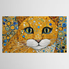 Blue and Gold Klimt Cat with Geometric Patterns Tablecloth Gallery Image 2