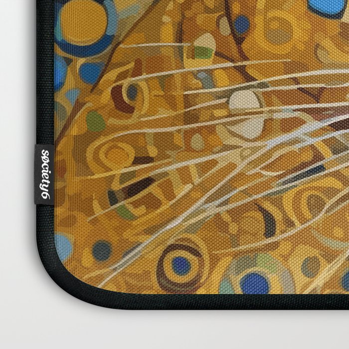 Blue and Gold Klimt Cat with Geometric Patterns Laptop Sleeve Gallery Image 3