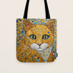 Blue and Gold Klimt Cat with Geometric Patterns Tote Bag Gallery Image 1