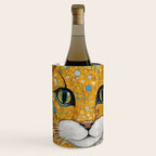 Blue and Gold Klimt Cat with Geometric Patterns Wine Chiller Gallery Image 1