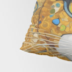 Blue and Gold Klimt Cat with Geometric Patterns Pillow Sham Gallery Image 4