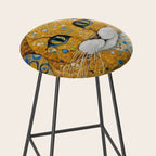 Blue and Gold Klimt Cat with Geometric Patterns Stool Gallery Image 2