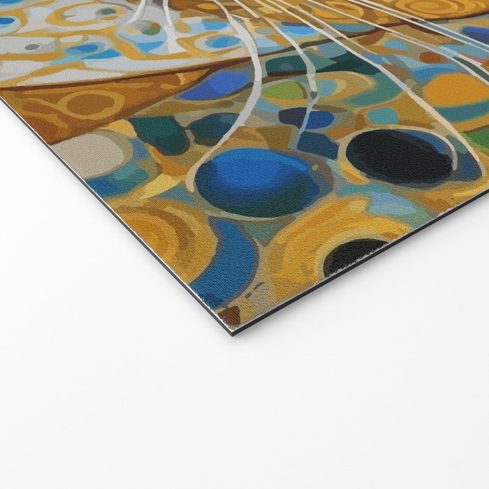 Blue and Gold Klimt Cat with Geometric Patterns Welcome Mat Gallery Image 2