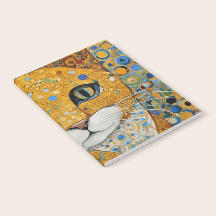 Blue and Gold Klimt Cat with Geometric Patterns Notebook Gallery Image 2