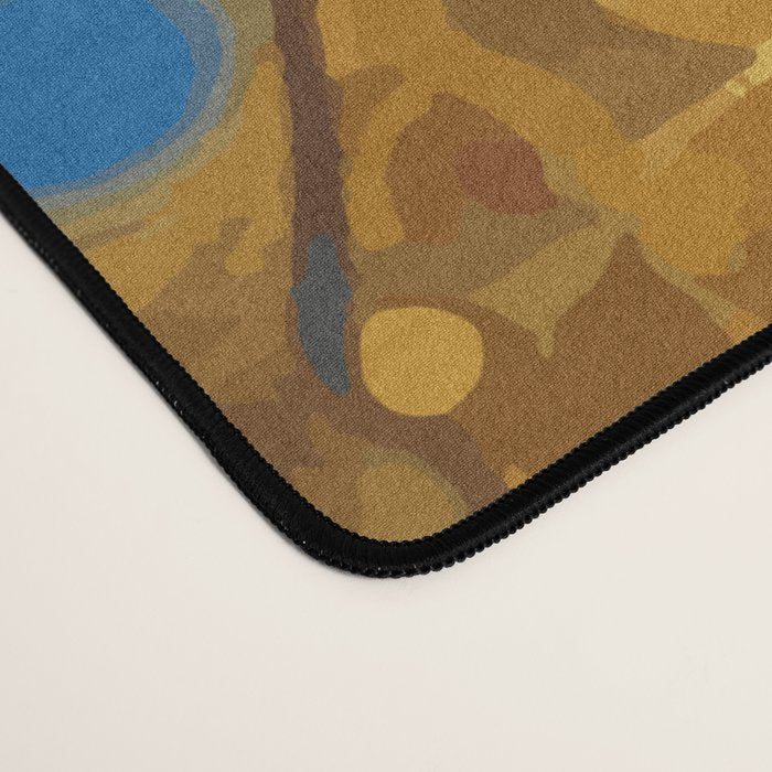 Blue and Gold Klimt Cat with Geometric Patterns Desk Mat Gallery Image 4