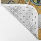 Blue and Gold Klimt Cat with Geometric Patterns Bath Mat Gallery Image 2
