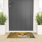 Blue and Gold Klimt Cat with Geometric Patterns Welcome Mat Gallery Image 3