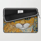Blue and Gold Klimt Cat with Geometric Patterns Laptop Sleeve Gallery Image 2