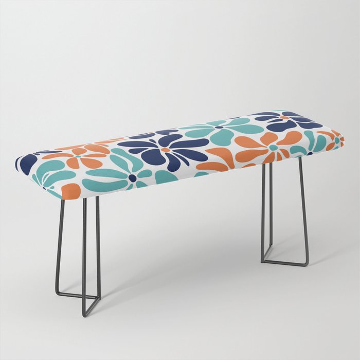 Abstract Flowers, Orange, Navy, Teal Bench Gallery Image 1