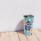 Abstract Flowers, Orange, Navy, Teal Travel Mug Gallery Image 4