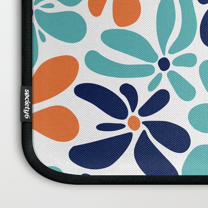 Abstract Flowers, Orange, Navy, Teal Laptop Sleeve Gallery Image 3